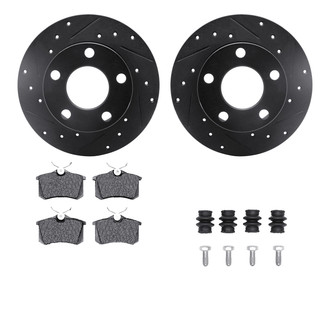 R1 Concepts® - Drilled and Slotted Rear Brake Kit with Semi-Metalic Pads