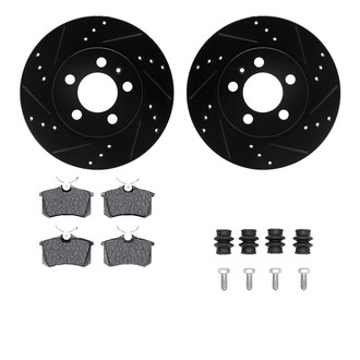 R1 Concepts® - Drilled and Slotted Rear Brake Kit with Semi-Metalic Pads