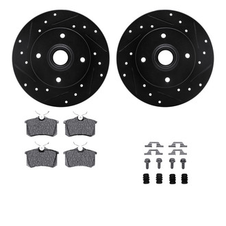 R1 Concepts® - Drilled and Slotted Rear Brake Kit with Semi-Metalic Pads