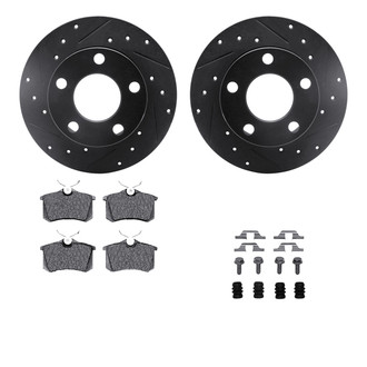 R1 Concepts® - Drilled and Slotted Rear Brake Kit with Semi-Metalic Pads