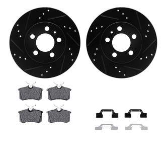R1 Concepts® - Drilled and Slotted Rear Brake Kit with Semi-Metalic Pads
