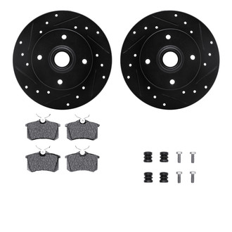 R1 Concepts® - Drilled and Slotted Rear Brake Kit with Semi-Metalic Pads