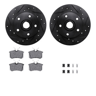 R1 Concepts® - Drilled and Slotted Rear Brake Kit with Semi-Metalic Pads