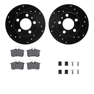 R1 Concepts® - Drilled and Slotted Rear Brake Kit with Semi-Metalic Pads
