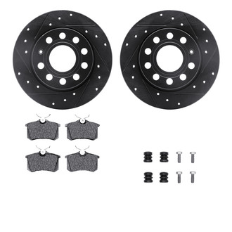 R1 Concepts® - Drilled and Slotted Rear Brake Kit with Semi-Metalic Pads