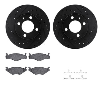 R1 Concepts® - Drilled and Slotted Brake Kit with Semi-Metalic Pads