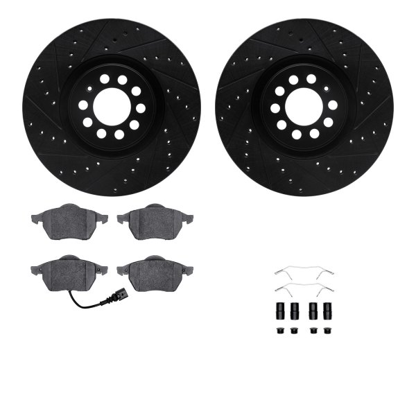  R1 Concepts® - Drilled and Slotted Front Brake Kit with Semi-Metalic Pads