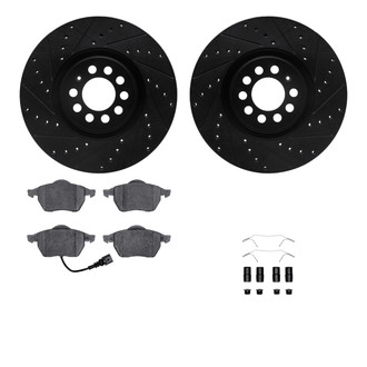 R1 Concepts® - Drilled and Slotted Front Brake Kit with Semi-Metalic Pads