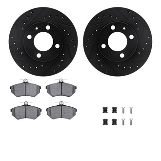 R1 Concepts® - Drilled and Slotted Front Brake Kit with Semi-Metalic Pads