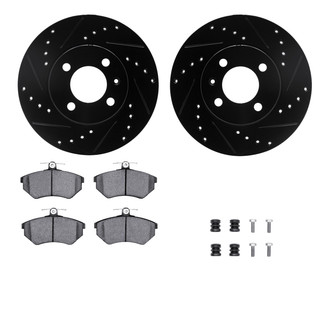 R1 Concepts® - Drilled and Slotted Front Brake Kit with Semi-Metalic Pads