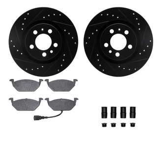 R1 Concepts® - Drilled and Slotted Front Brake Kit with Semi-Metalic Pads