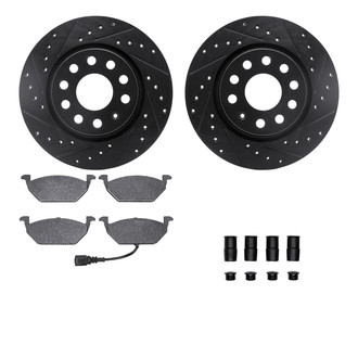 R1 Concepts® - Drilled and Slotted Front Brake Kit with Semi-Metalic Pads