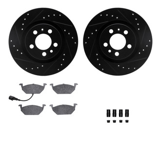 R1 Concepts® - Drilled and Slotted Front Brake Kit with Semi-Metalic Pads
