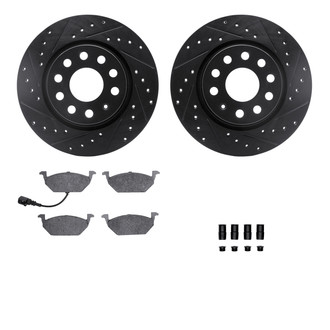 R1 Concepts® - Drilled and Slotted Brake Kit with Semi-Metalic Pads