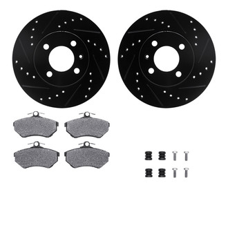 R1 Concepts® - Drilled and Slotted Front Brake Kit with Semi-Metalic Pads
