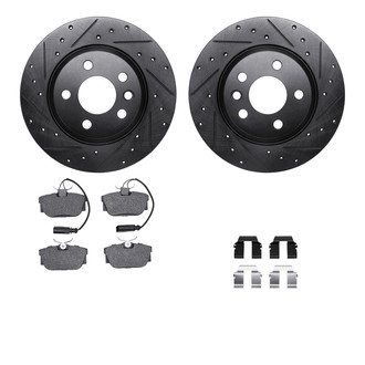 R1 Concepts® - Drilled and Slotted Rear Brake Kit with Semi-Metalic Pads