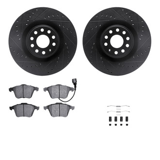 R1 Concepts® - Drilled and Slotted Front Brake Kit with Semi-Metalic Pads