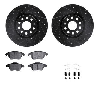 R1 Concepts® - Drilled and Slotted Brake Kit with Semi-Metalic Pads