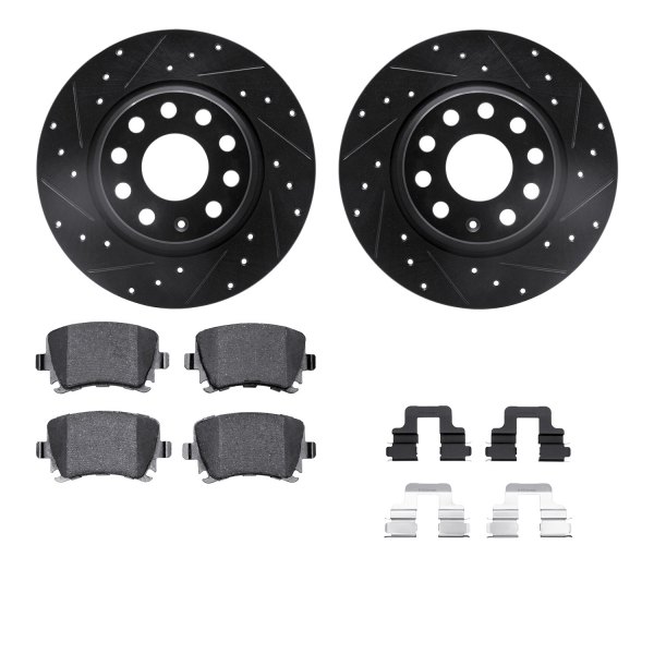  R1 Concepts® - Drilled and Slotted Rear Brake Kit with Semi-Metalic Pads