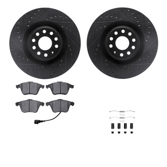 R1 Concepts® - Drilled and Slotted Front Brake Kit with Semi-Metalic Pads