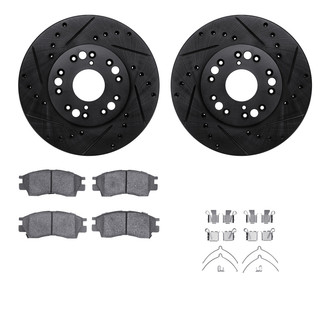 R1 Concepts® - Drilled and Slotted Front Brake Kit with Semi-Metalic Pads