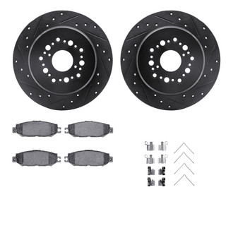 R1 Concepts® - Drilled and Slotted Rear Brake Kit with Semi-Metalic Pads