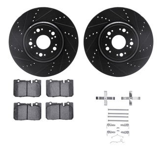 R1 Concepts® - Drilled and Slotted Front Brake Kit with Semi-Metalic Pads