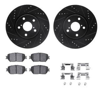 R1 Concepts® - Drilled and Slotted Front Brake Kit with Semi-Metalic Pads