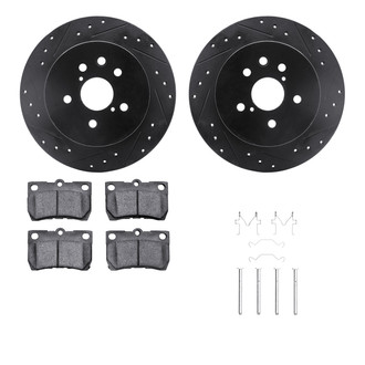 R1 Concepts® - Drilled and Slotted Rear Brake Kit with Semi-Metalic Pads