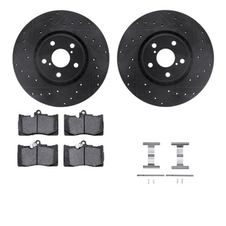 R1 Concepts® - Drilled and Slotted Front Brake Kit with Semi-Metalic Pads