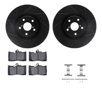 R1 Concepts® - Drilled and Slotted Front Brake Kit with Semi-Metalic Pads