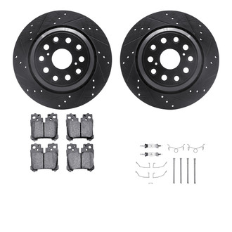 R1 Concepts® - Drilled and Slotted Rear Brake Kit with Semi-Metalic Pads