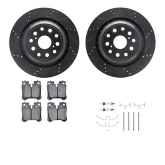 R1 Concepts® - Drilled and Slotted Rear Brake Kit with Semi-Metalic Pads