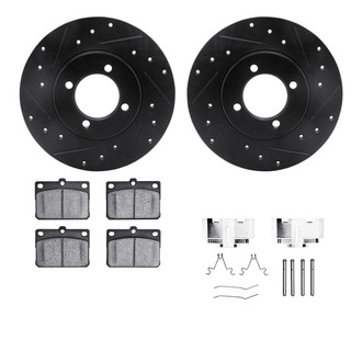 R1 Concepts® - Drilled and Slotted Front Brake Kit with Semi-Metalic Pads