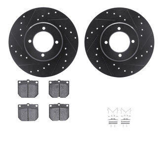 R1 Concepts® - Drilled and Slotted Front Brake Kit with Semi-Metalic Pads