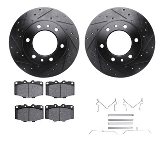 R1 Concepts® - Drilled and Slotted Front Brake Kit with Semi-Metalic Pads