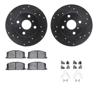 R1 Concepts® - Drilled and Slotted Front Brake Kit with Semi-Metalic Pads