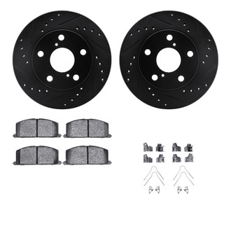 R1 Concepts® - Drilled and Slotted Front Brake Kit with Semi-Metalic Pads