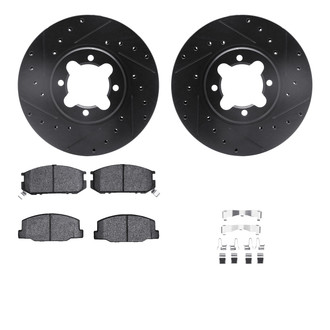 R1 Concepts® - Drilled and Slotted Front Brake Kit with Semi-Metalic Pads