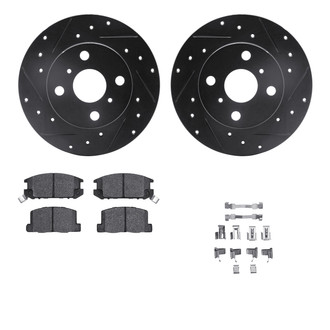 R1 Concepts® - Drilled and Slotted Rear Brake Kit with Semi-Metalic Pads