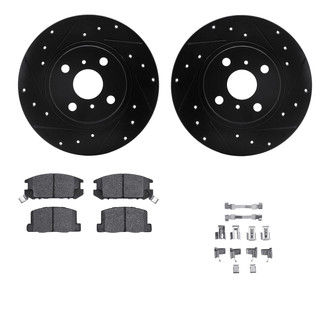 R1 Concepts® - Drilled and Slotted Rear Brake Kit with Semi-Metalic Pads