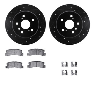 R1 Concepts® - Drilled and Slotted Rear Brake Kit with Semi-Metalic Pads