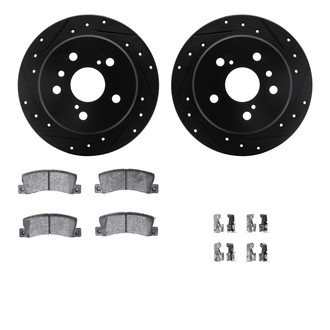 R1 Concepts® - Drilled and Slotted Rear Brake Kit with Semi-Metalic Pads