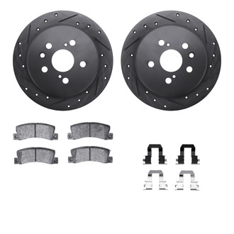 R1 Concepts® - Drilled and Slotted Rear Brake Kit with Semi-Metalic Pads