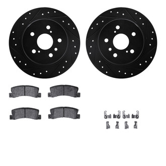 R1 Concepts® - Drilled and Slotted Rear Brake Kit with Semi-Metalic Pads