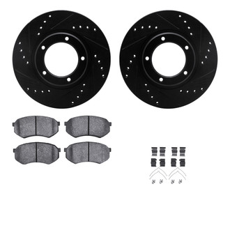 R1 Concepts® - Drilled and Slotted Front Brake Kit with Semi-Metalic Pads