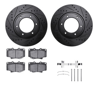 R1 Concepts® - Drilled and Slotted Front Brake Kit with Semi-Metalic Pads