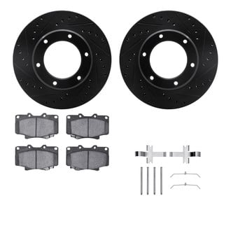 R1 Concepts® - Drilled and Slotted Front Brake Kit with Semi-Metalic Pads