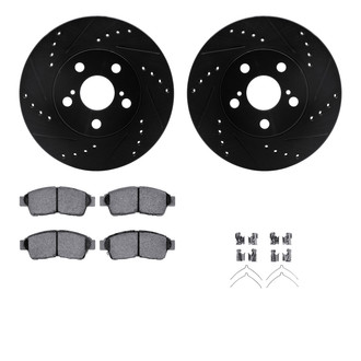 R1 Concepts® - Drilled and Slotted Front Brake Kit with Semi-Metalic Pads