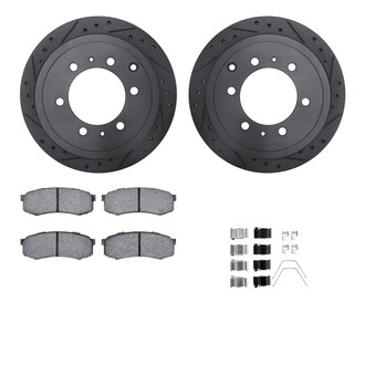 R1 Concepts® - Drilled and Slotted Rear Brake Kit with Semi-Metalic Pads